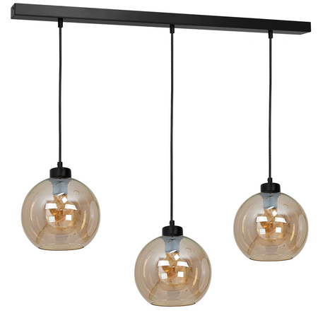 Lampa wisząca SOFIA 3xE27 MLP6581 Bursztynowy Klosz Kula Milagro Metal + Szkło