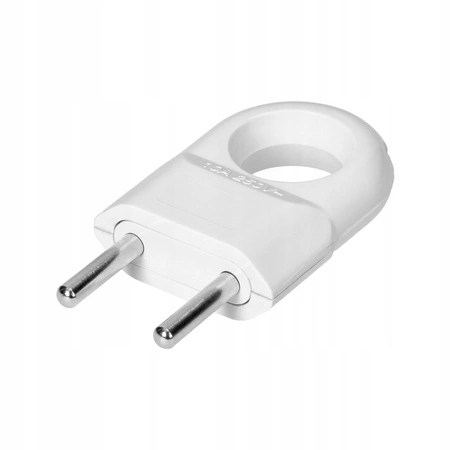 Wtyczka Elektryczna Euro Płaska 2P Wtyk z Uchem Uchwytem Biały ORNO