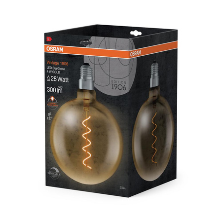 Żarówka LED Dekoracyjna G200 Kula E27 4W = 28W 300lm 2000K Ciepła 300° Ściemnialna Vintage 1906 Osram