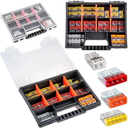 Szybkozłączki Złączki Instalacyjne WAGO Zestaw 100 sztuk - 20x 2273-202 2X2,5MM + 30x 203 3X2,5MM + 30x 204 4X2,5MM + 20x 205 5X2,5M