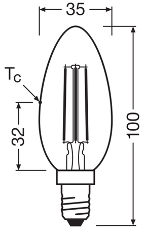 Żarówka LED B35 Świeczka E14 2.2W = 40W 470lm 2700K Ciepła 330° 214lm/W CLASSIC ENERGY EFFICIENCY Osram