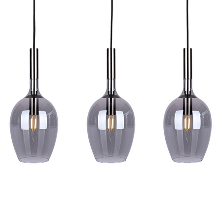 Lampa wisząca TANGO 3xE14 Opływowy Klosz Przydymiony Milagro ML6166 Metal + Szkło