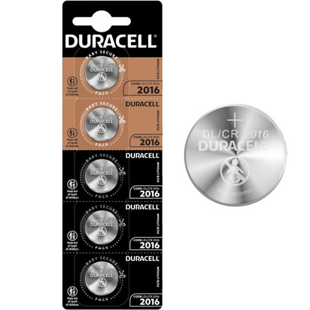 Baterie litowe pastylkowe specjalistyczne DURACELL DL2016 CR2016 3V Blister 5 sztuk