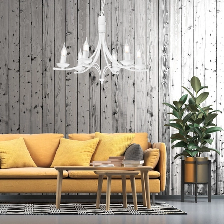 Lampa Wisząca Sufitowa LUCY 6xE14 Żyrandol Biała Klasyczna LM-6.153 Lamkur