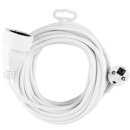 Przedłużacz Sieciowy Kabel z Uziemieniem Listwa Zasilająca 1 Gniazdo 10m Biały Sznur Lendo Lumiled