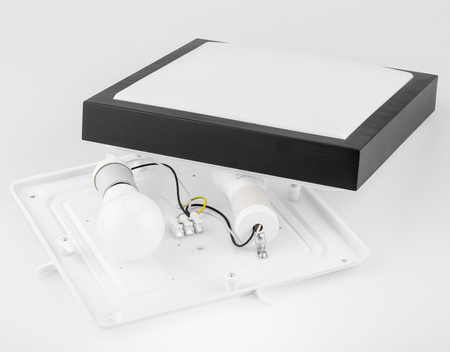 Plafon LED Oprawa Lampa Sufitowa Ścienna Kwadrat Czarny 2xE27 IP44