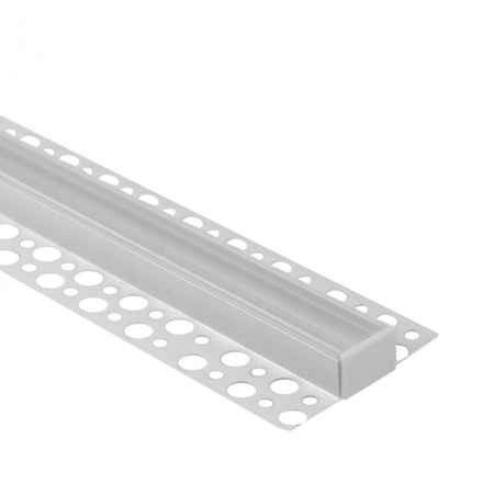 Profil Aluminiowy LED do Płyt GK Gipsowych REGIPS Szeroki Podpłytkowy do Glazury Biały 2m z Kloszem Przezroczystym do Taśm LED + Zaślepki seria GNS Ecolight