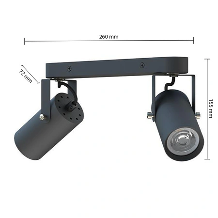 Lampa Sufitowa Spot Tuba Reflektor Oprawa Halogenowa 2x GU10 Ruchomy Czarny Simon Masterled