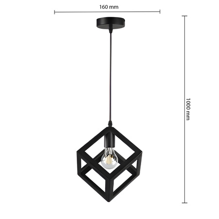 Lampa Sufitowa Oprawa Wisząca Zwis E27 Czarna Cube Masterled