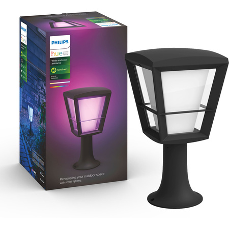 Lampa Ogrodowa Zewnętrzna LED SŁUPEK 32cm 15.2W 1140lm IP44 White and Color Ambiance RGB + TW Czarna Inteligentna SMART Zigbee Bluetooth Econic Philips HUE