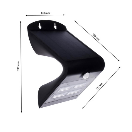 Lampa Ogrodowa Solarna Kinkiet Elewacyjny BUTTERFLY LED IP65 3,2W 4000K Czujnik Czarna Eko-Light