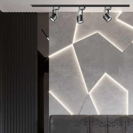 Zestaw Szynowy Szynoprzewód Szyna Listwa 1-Fazowa + 3x Reflektor GU10 Czarna PRAGA Sanico Goldlux