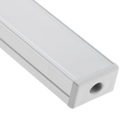 Profil Aluminiowy Anodowany do LED KM35 Srebrny Natynkowy 1m + Przesłona mleczna + Zaślepki