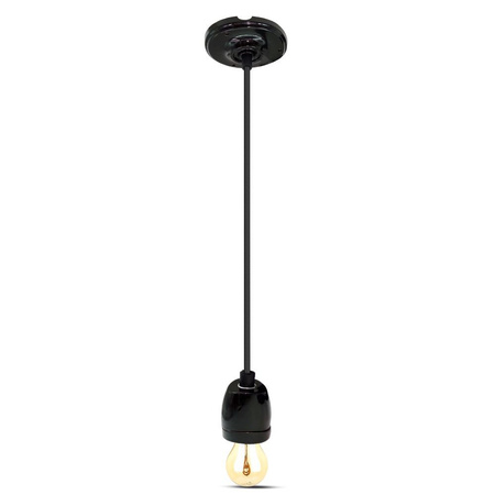 Lampa Wisząca Oprawa E27 Porcelanowy klosz czarny z kablem VT-7998 V-TAC