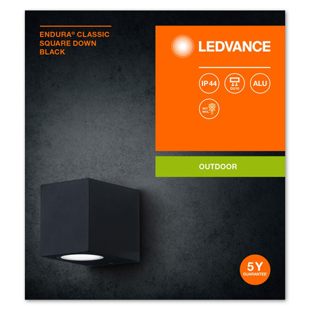 Lampa Ogrodowa Zewnętrzna Kinkiet Elewacyjny LED GU10 IP44 IK04 Czarny Endura Ledvance
