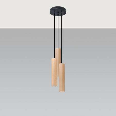 Lampa Sufitowa Wisząca Zwis 3x GU10 Tubularna Brązowa Skandynawska Lino Sollux
