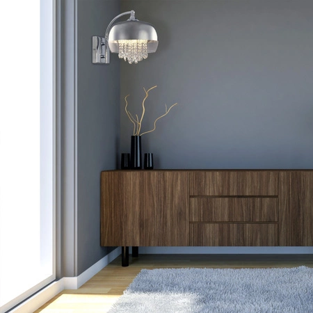 Kinkiet Lampa ścienna LUNA 1x E14 IP20 Metal i szkło Milagro Kryształki Styl glamour