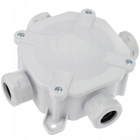 Puszka Instalacyjna Natynkowa Hermetyczna PG16 75x75x33mm Rozgałęźna z Dławikami Szara PAWBOL