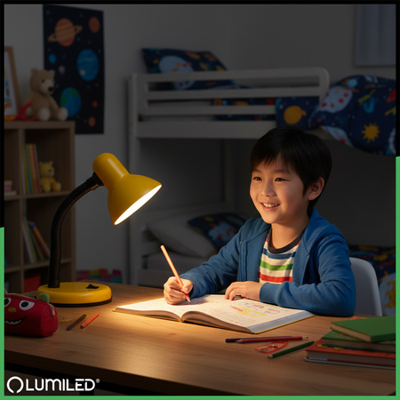 Lampka Biurkowa Stołowa Regulowana SARA Szkolna Nocna E27 Żółta LUMILED