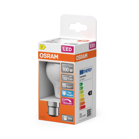 Żarówka LED A60 B22d 11W = 100W 1521lm 6500K Zimna 300° Ściemnialna Retrofit Filament CLASSIC Osram