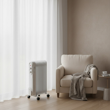 Grzejnik Olejowy 2000W Regulowany Termostat Biały Sanico Goldlux