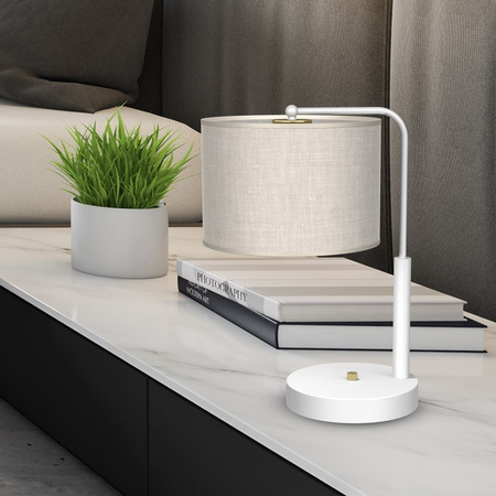 Lampka Biurkowa Stołowa LINO Biała Lniana 1xE27 Milagro
