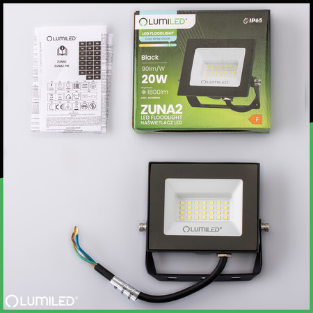 Naświetlacz LED ZUNA2 20W 1800lm 6500K IP65 Czarny LUMILED