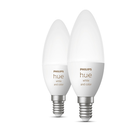 2x Żarówka LED E14 Świeczka B39 5.3W = 40W 470lm 2000-6500K CCT + RGB SMART Inteligentna Bluetooth ZigBee White and Color Ambiance Philips HUE
