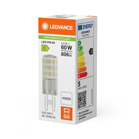 Żarówka LED Kapsułka G9 4.9W = 60W 806lm 4000K Neutralna 320° Ledvance