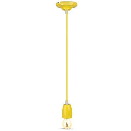 Lampa Wisząca Oprawa E27 Porcelanowy klosz żółty z kablem VT-7998 V-TAC