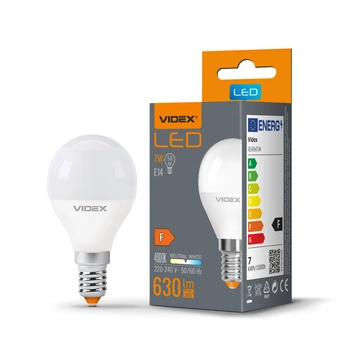 Żarówka LED E14 G45 Kulka 7W = 50W 630lm 4000K Neutralna 240° Videx