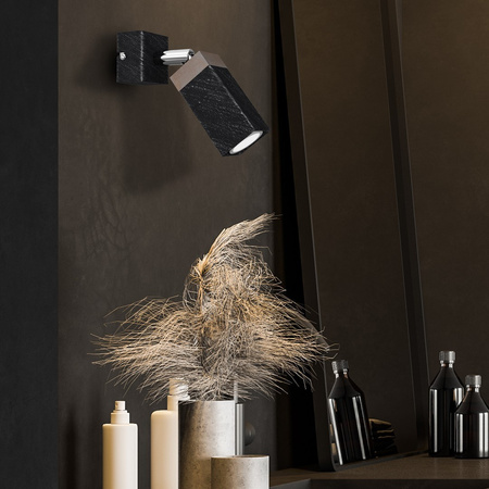 Lampa Ścienna Kinkiet SOLO SAWN Czarna Patyna Drewniana 1x mini GU10 Milagro