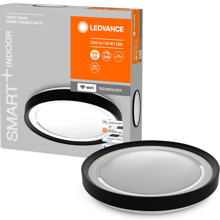 Plafon LED Lampa Sufitowa Oprawa Natynkowa 30W 1850lm CCT Ściemnialna Okrągła Czarny SMART+ WiFi Gavin Ledvance