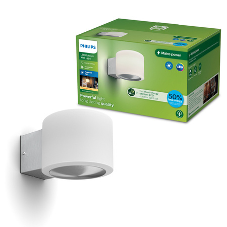 Kinkiet Ogrodowy Lampa Elewacyjna Zewnętrzna LED 4.3W 800lm 2700K IP44 Stal nierdzewna Otis Ultra Efficient Philips