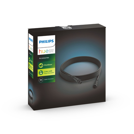 Kabel Przedłużający Zewnętrzny 5m IP67 Czarny Outdoor LowVolt Accessory Philips HUE