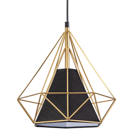 Lampa Wisząca Sufitowa HIRA 1x E27 Zwis Czarna Złota GOLDLUX (Polux)