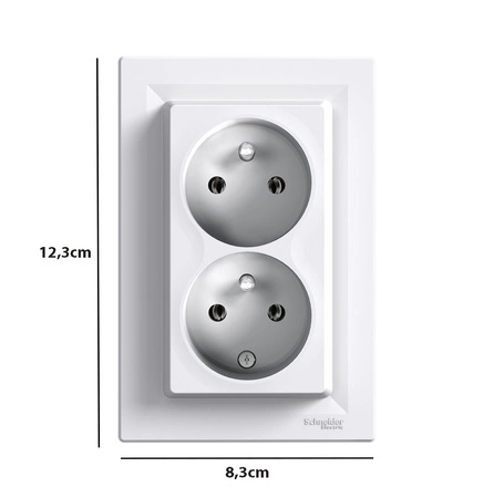 ASFORA Gniazdo podwójne 2X2P+PE IP44 białe 