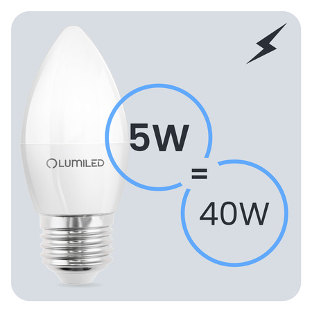 6x Żarówka LED E27 Świeczka B35 5W = 40W 470lm 3000K Ciepła 180° LUMILED