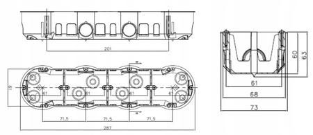 Puszka Elektryczna Poczwórna PK60 Głęboka do Płyt Gipsowych Regips + Wkręty PAWBOL