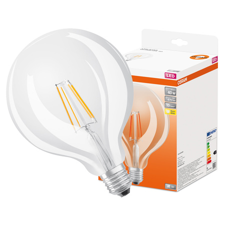 Żarówka LED G125 Kula E27 4W = 40W 470lm 2700K Ciepła 300° Retrofit Filament CLASSIC Osram