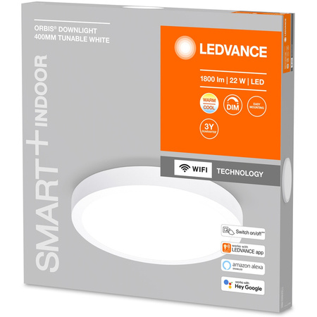 Oprawa Podtynkowa Panel LED Punktowa SPOT 22W 1800lm Ściemnialna CCT Okrągła 40cm Biały SMART+ WiFi Downlight Ledvance