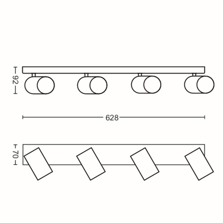 Lampa Sufitowa Reflektor 4x GU10 Czarna Kosipo Philips