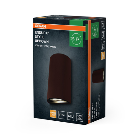 Kinkiet Ogrodowy Lampa Elewacyjna Zewnętrzna LED 12W 700lm 3000K Ciepła Brązowy IP54 Endura Osram
