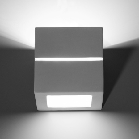 Lampa Ścienna Oprawa Natynkowa Kinkiet E27 Kwadratowa Biała Nowoczesna Leo Sollux