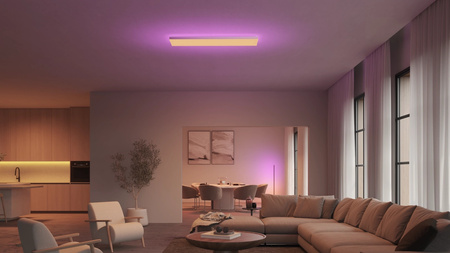 Panel LED Lampa Sufitowa Natynkowa 120x30 cm 67W 4800lm IP20 White and Color Ambiance RGB + TW Biała Inteligentna SMART Zigbee Bluetooth Datura Philips HUE