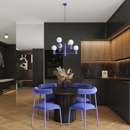 Lampa Wisząca Żyrandol 6x G9 Aluminiowa Niebieska Ultramaryna Halo French Sky SL.1835 Sollux