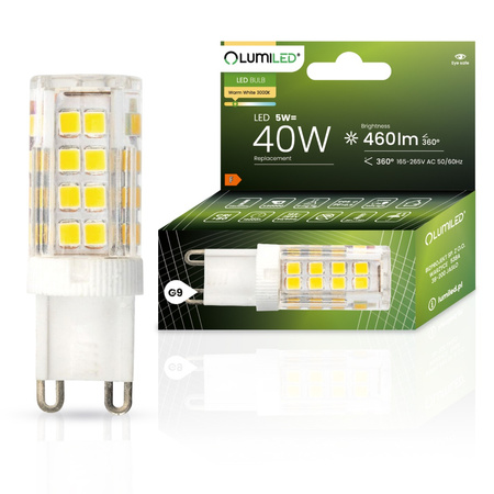 Żarówka LED G9 Kapsułka 5W = 40W 460lm 3000K Ciepła 360° LUMILED