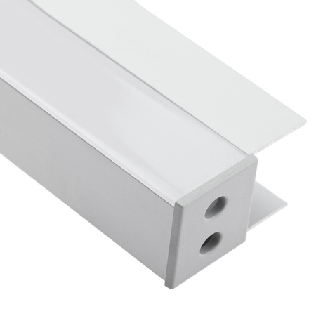 Profil Meblowy Aluminiowy Anodowany do taśm LED KM48 Srebrny Regałowy Nawierzchniowy 2m + Przesłona mleczna + Zaślepki