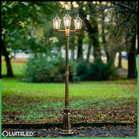 Lampa Ogrodowa Zewnętrzna 3xE27 SŁUPEK LATARNIA 2m Patyna BELLIS LUMILED