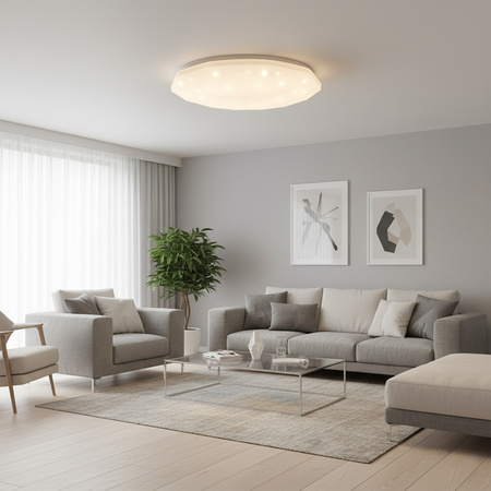 Plafon LED Oprawa Sufitowa 72W 8000lm CCT 120° Biała IP44 Pilot Ściemnialna Galaxy Sanico Goldlux